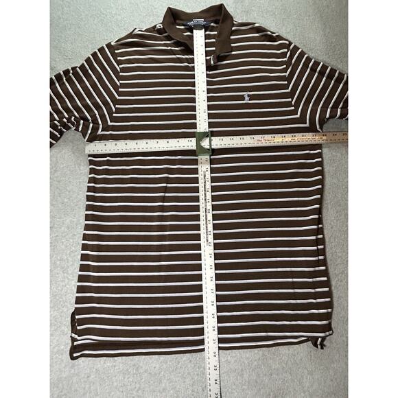 Polo Golf Shirt Mens Large Ralph Lauren Pima Cotton Striped Short Sleeve Sports - Picture 2 of 10